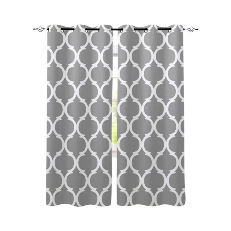 Hokku Designs 2Panel Gray Moroccan Lattice Blackout Curtains Wayfair